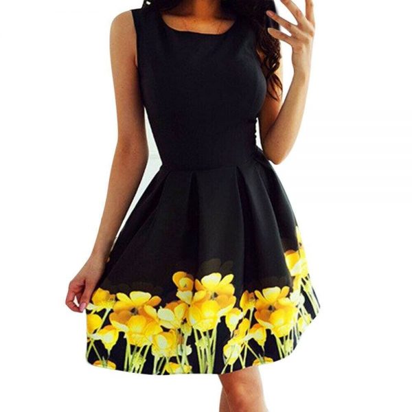 The Best Summer Women Casual Strappy Dress New Fashion Boho Floral Sundress Ladies High Waist Beach Holiday Sundress Lady Clothing Online - Takalr