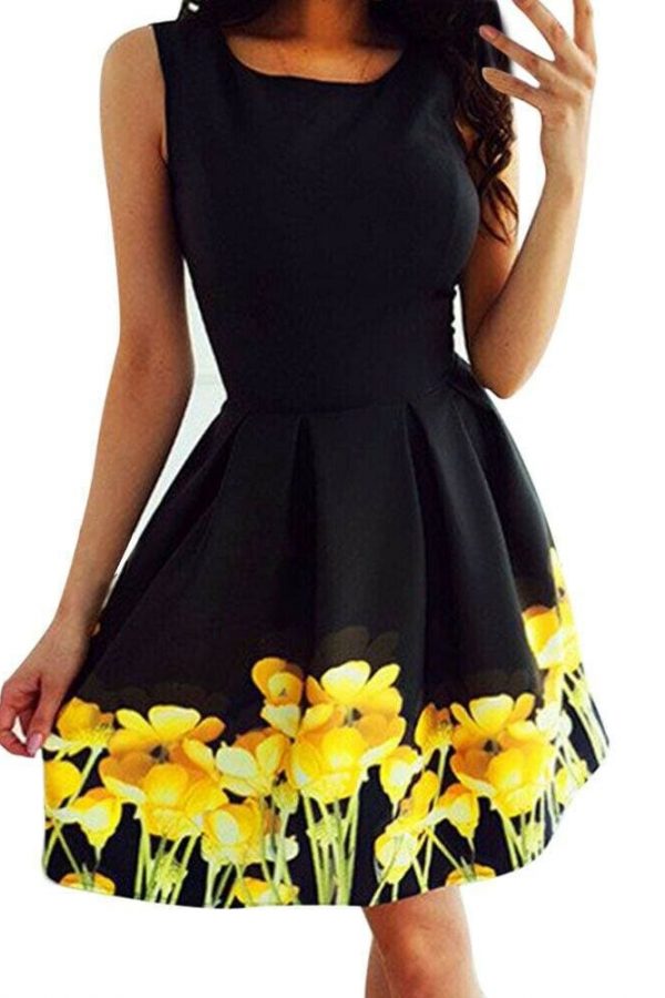 The Best Summer Women Casual Strappy Dress New Fashion Boho Floral Sundress Ladies High Waist Beach Holiday Sundress Lady Clothing Online - Takalr