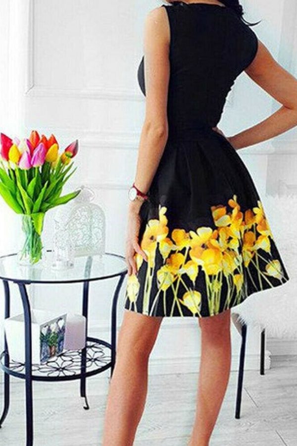 The Best Summer Women Casual Strappy Dress New Fashion Boho Floral Sundress Ladies High Waist Beach Holiday Sundress Lady Clothing Online - Takalr