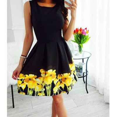 The Best Summer Women Casual Strappy Dress New Fashion Boho Floral Sundress Ladies High Waist Beach Holiday Sundress Lady Clothing Online - Takalr