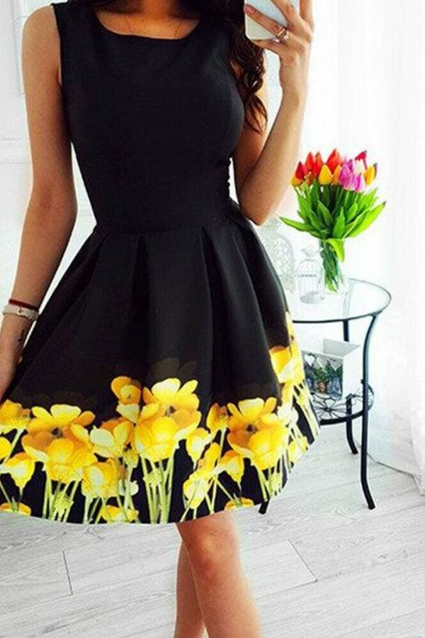 The Best Summer Women Casual Strappy Dress New Fashion Boho Floral Sundress Ladies High Waist Beach Holiday Sundress Lady Clothing Online - Takalr