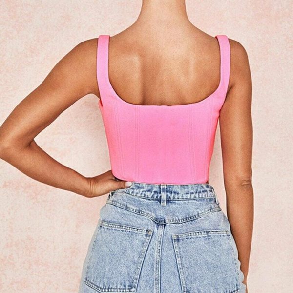 The Best Summer Women Casual Tank Vest Clubwear Sleeveless Square Neck Tank Tops Bandeau Slim Fit Solid Crop Tops Blouse Online - Takalr