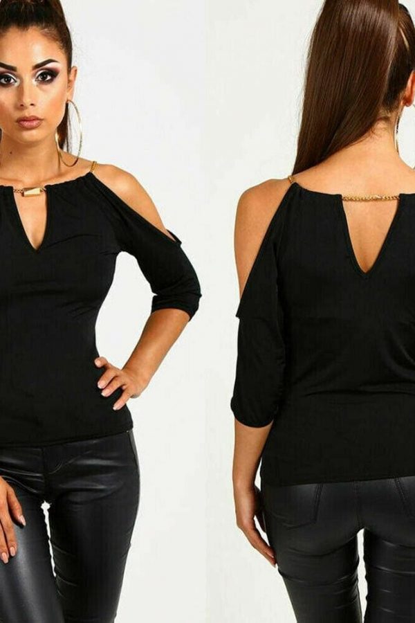 The Best Summer Women Cotton Blouse Shirt Leakage Shoulder Ladies Slim Casual Female Tops Tees Women Clothes Hot Online - Takalr