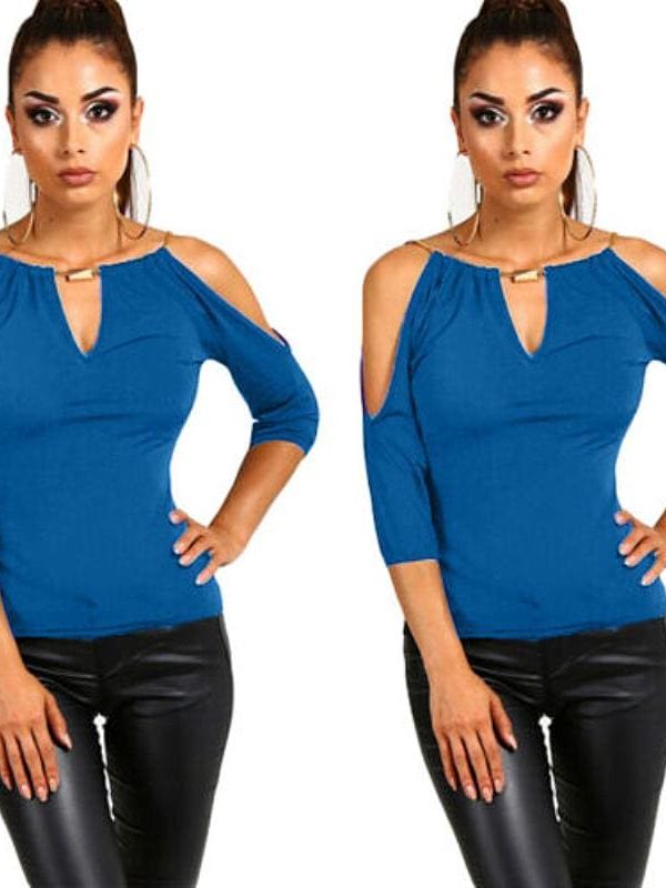 The Best Summer Women Cotton Blouse Shirt Leakage Shoulder Ladies Slim Casual Female Tops Tees Women Clothes Hot Online - Takalr