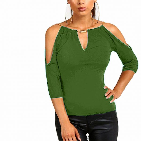 The Best Summer Women Cotton Blouse Shirt Leakage Shoulder Ladies Slim Casual Female Tops Tees Women Clothes Hot Online - Takalr