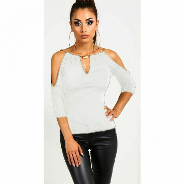 The Best Summer Women Cotton Blouse Shirt Leakage Shoulder Ladies Slim Casual Female Tops Tees Women Clothes Hot Online - Takalr