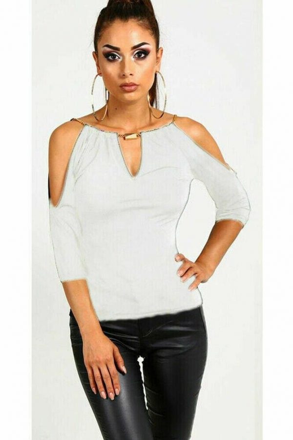 The Best Summer Women Cotton Blouse Shirt Leakage Shoulder Ladies Slim Casual Female Tops Tees Women Clothes Hot Online - Takalr