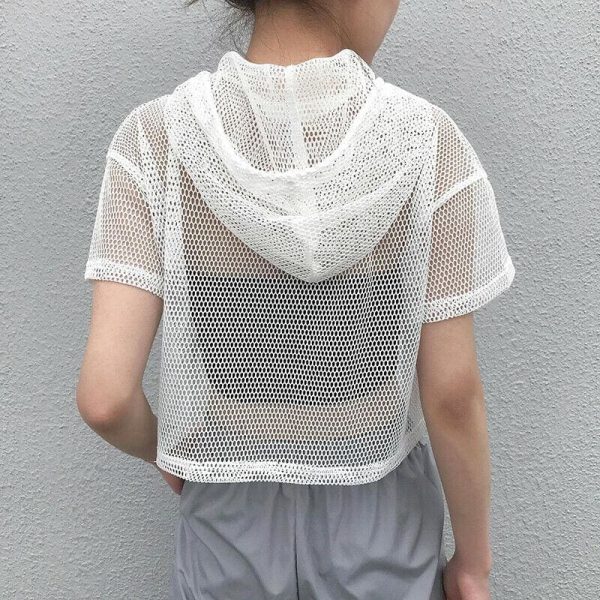 The Best Summer Women Ladies Hollow Mesh Net Shirt Short Sleeve Tee Tops Beach Casual Transparent Blouse Clubwear Outdoor Online - Takalr