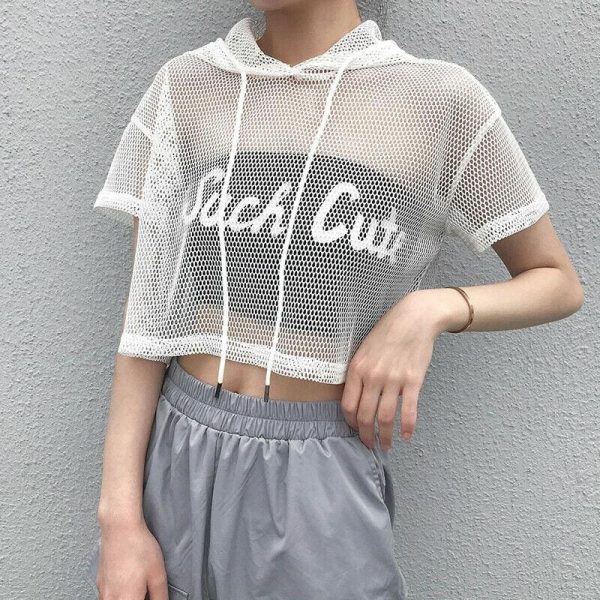 The Best Summer Women Ladies Hollow Mesh Net Shirt Short Sleeve Tee Tops Beach Casual Transparent Blouse Clubwear Outdoor Online - Takalr