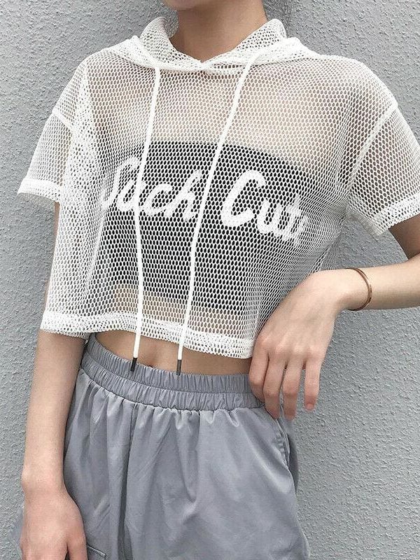 The Best Summer Women Ladies Hollow Mesh Net Shirt Short Sleeve Tee Tops Beach Casual Transparent Blouse Clubwear Outdoor Online - Takalr