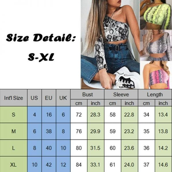 The Best Summer Women Lady Casual Snake Print One shoulder Elastic Tube Crop Tops Vest Fashion Beach Streetwear Online - Takalr