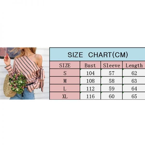 The Best Summer Women New Striped Loose Blouse Fashion Ladies Off Shoulder Lace Up Shirts Female Elegant Tops Blouses Online - Takalr