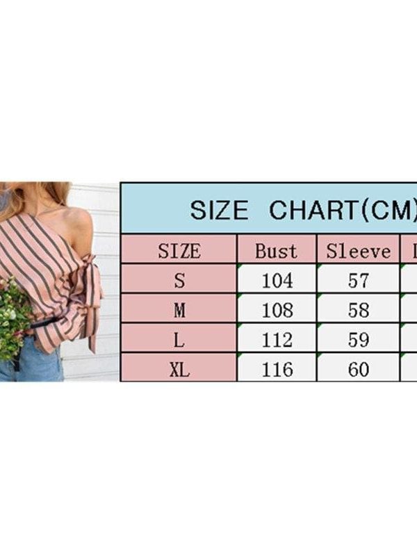 The Best Summer Women New Striped Loose Blouse Fashion Ladies Off Shoulder Lace Up Shirts Female Elegant Tops Blouses Online - Takalr