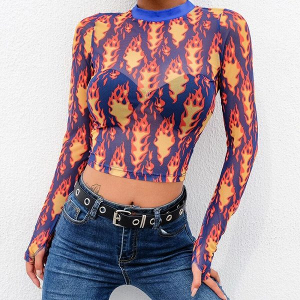 The Best Summer Women O-neck Chic Ladies Tops Loose Long Sleeve T-Shirt Casual See Through Stylish Slimmer Fashion Women Tees Online - Takalr