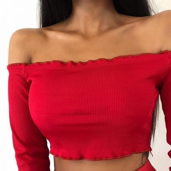 The Best Summer Women Off Shoulder Tank Tops Slim Sleeve Off Shoulder Crop Tops Online - Source Silk