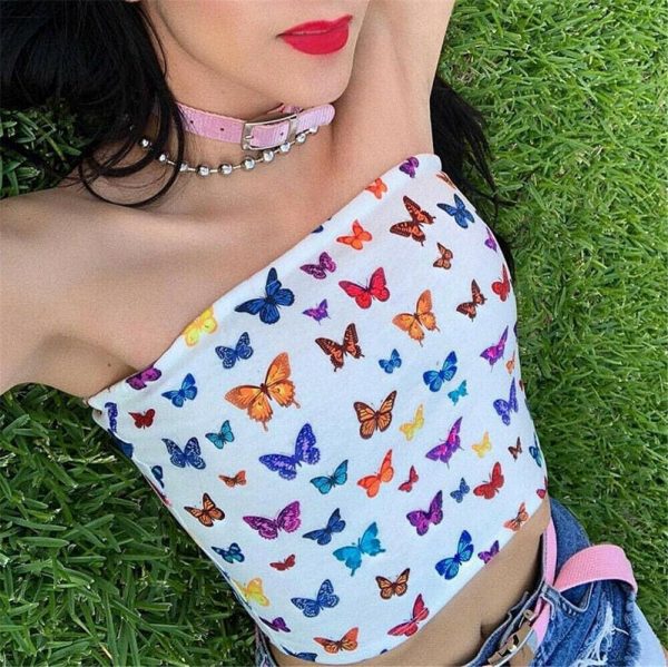 The Best Summer Women Off-shoulder Tube Crop Tops Strapless Bra Tank Casual Ladies Fashion Printed Vest Cami Top Online - Takalr