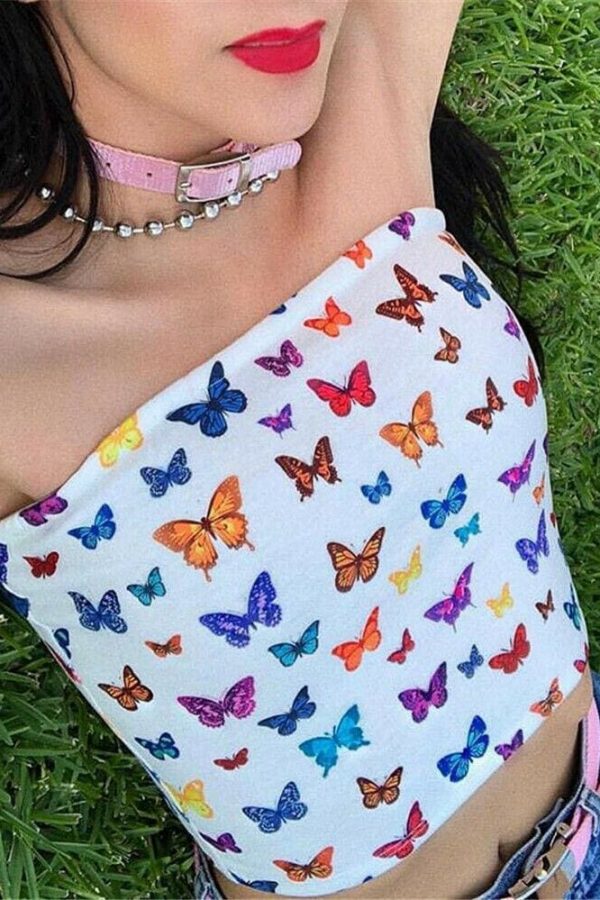 The Best Summer Women Off-shoulder Tube Crop Tops Strapless Bra Tank Casual Ladies Fashion Printed Vest Cami Top Online - Takalr