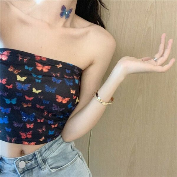 The Best Summer Women Off-shoulder Tube Crop Tops Strapless Bra Tank Casual Ladies Fashion Printed Vest Cami Top Online - Takalr