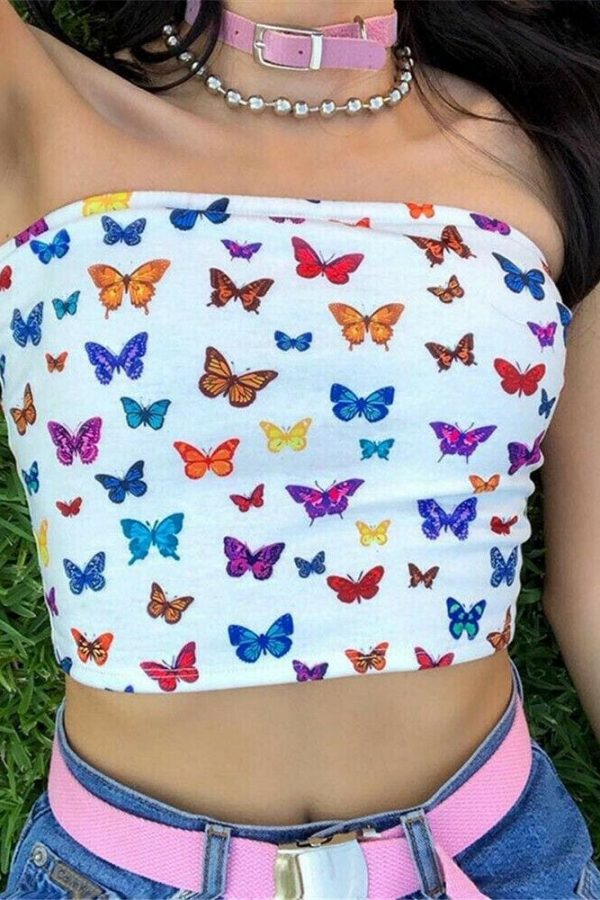 The Best Summer Women Off-shoulder Tube Crop Tops Strapless Bra Tank Casual Ladies Fashion Printed Vest Cami Top Online - Takalr