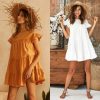 The Best Summer Women Ruffle Sleeveless Evening Party Beach Holiday Loose Dress Simple Casual Solid Vacation Sundress Online - Takalr