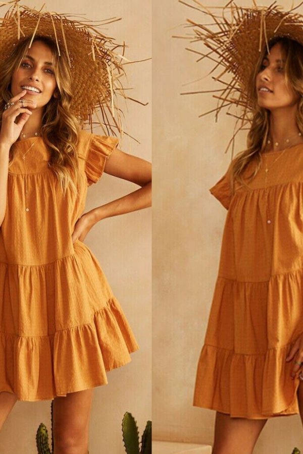 The Best Summer Women Ruffle Sleeveless Evening Party Beach Holiday Loose Dress Simple Casual Solid Vacation Sundress Online - Takalr