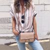 The Best Summer Women Short Sleeve Loose Shirts Fashion Ladies Casual Striped V-Neck Baggy Blouse Tops Tunic Shirt Online - Takalr