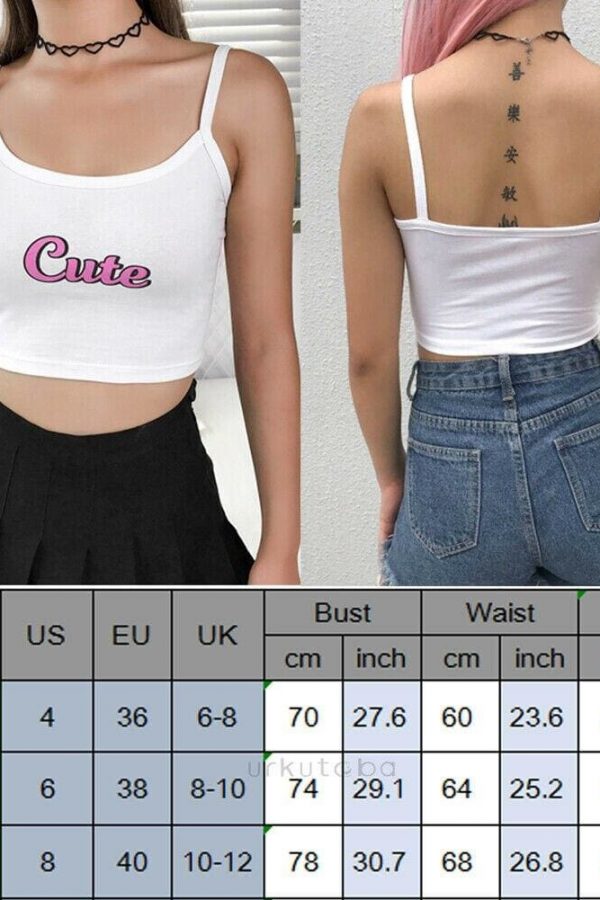 The Best Summer Women Tank Top Letter Print Overlap Cross Sling Crop Vest Blouse Slim Fit Vest Blouse Crop Tops Online - Takalr