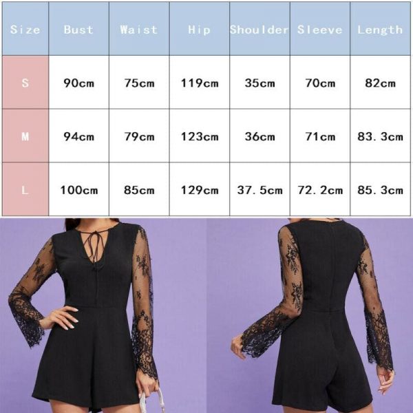 The Best Summer Women V Neck Mesh Long Sleeve Bodycon Jumpsuit Fashion Ladies Slim Romper Casual Short Pants Online - Takalr