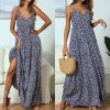 The Best Summer Women's Bohemian Floral Sling V-neck Dress Fashion Ladies Sleeveless Holiday Maxi Dress Sundress Online - Takalr