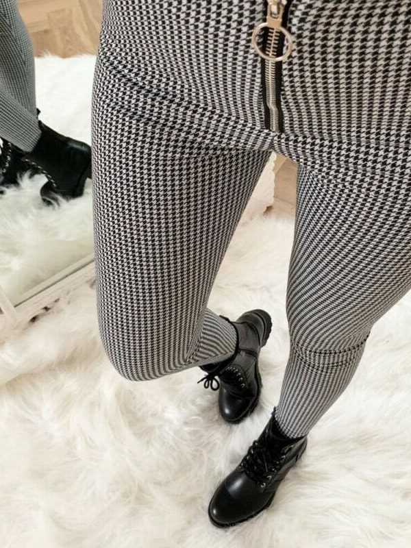 The Best Tartan Zipper Plaid High Waist Paper Bag Trousers Ladies Office OL Casual Slim Fit Pants Online - Takalr