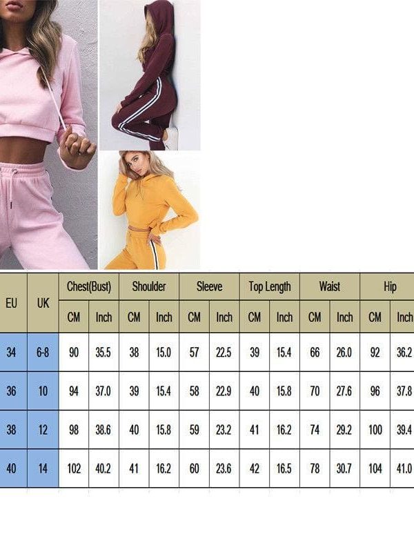 The Best Tracksuit 2pcs Women Set Hoodies Crop Top Sweatshirt+Side Stripe Pants Hooded 2 Pieces Sets Women Autumn Clothing Suits Female Online - Takalr