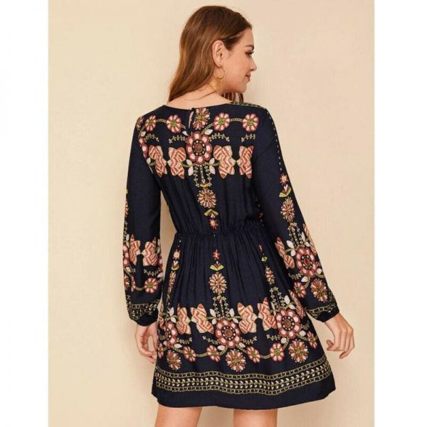 The Best Tunic Dress Lady Retro Indie Folk Element Dresses Casual Short Mini Dress Online - Takalr