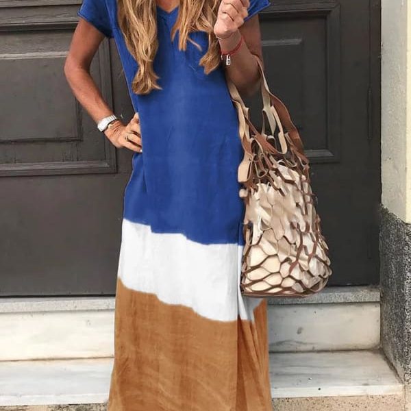 The Best V Neck Casual Short Sleeve Maxi Dresses Online - Takalr