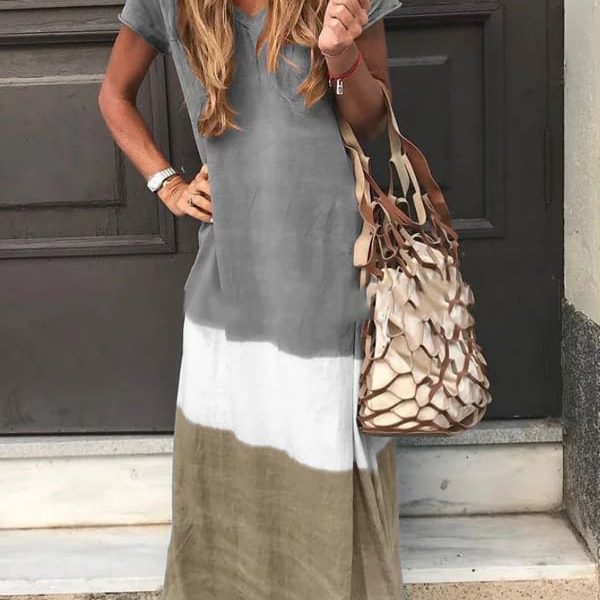 The Best V Neck Casual Short Sleeve Maxi Dresses Online - Takalr