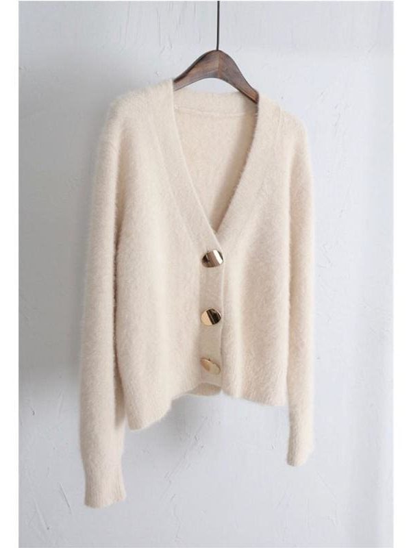 The Best V-neck Women Sweaters Autumn Winter Single-breasted Cardigans Female Online - Takalr