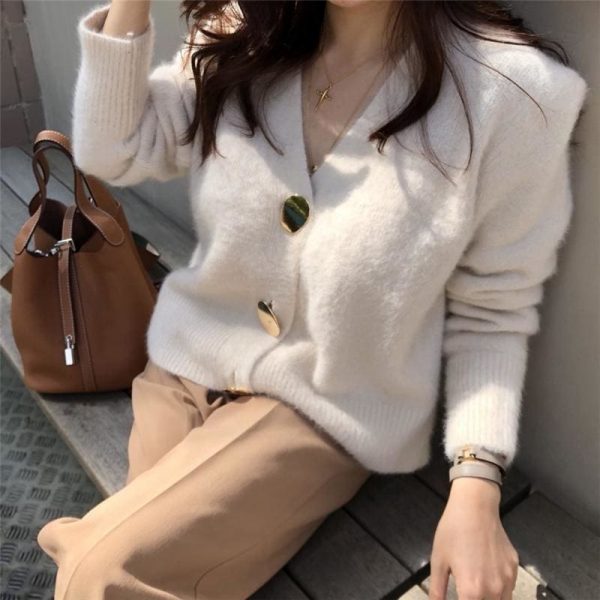 The Best V-neck Women Sweaters Autumn Winter Single-breasted Cardigans Female Online - Takalr