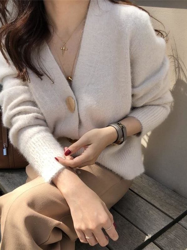 The Best V-neck Women Sweaters Autumn Winter Single-breasted Cardigans Female Online - Takalr