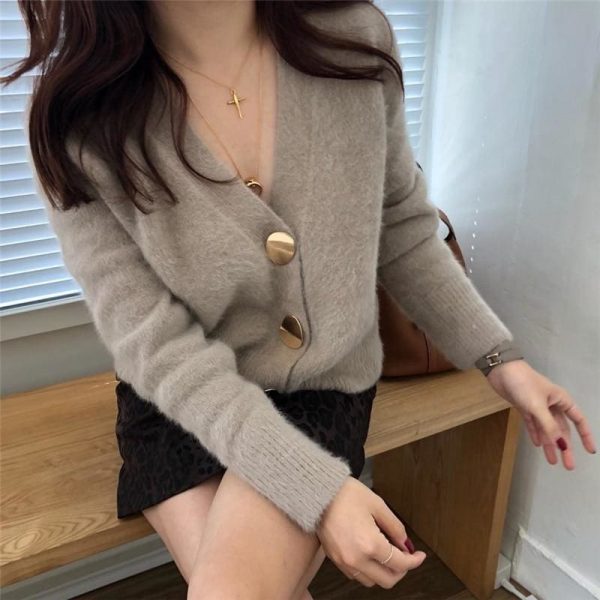 The Best V-neck Women Sweaters Autumn Winter Single-breasted Cardigans Female Online - Takalr