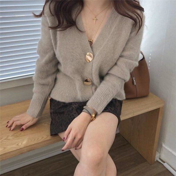 The Best V-neck Women Sweaters Autumn Winter Single-breasted Cardigans Female Online - Takalr