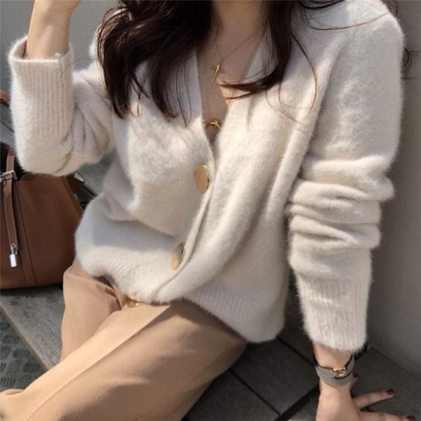 The Best V-neck Women Sweaters Autumn Winter Single-breasted Cardigans Female Online - Takalr