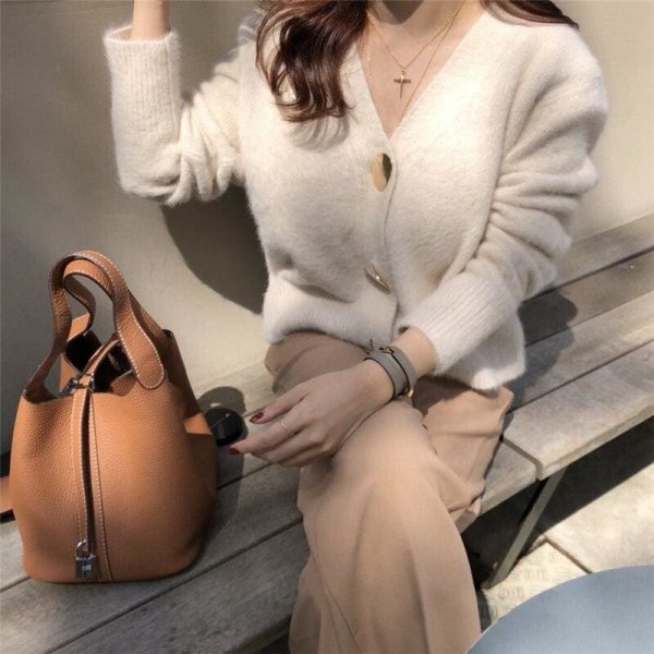 The Best V-neck Women Sweaters Autumn Winter Single-breasted Cardigans Female Online - Takalr