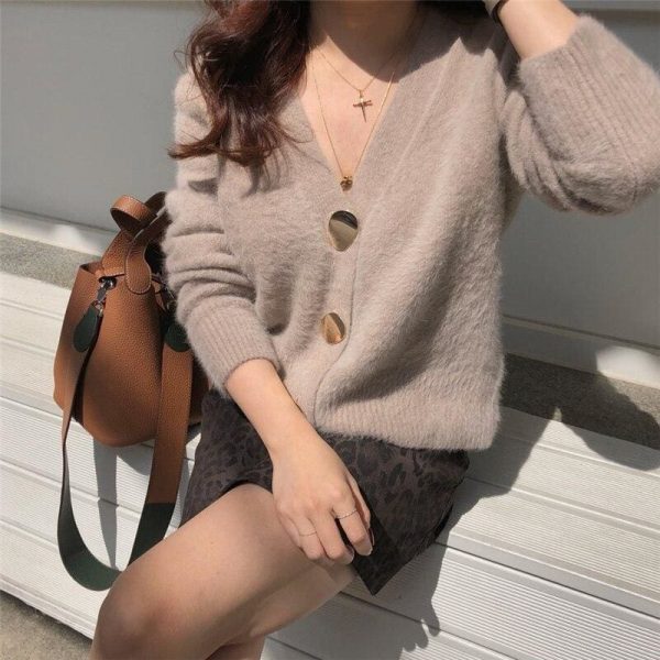 The Best V-neck Women Sweaters Autumn Winter Single-breasted Cardigans Female Online - Takalr