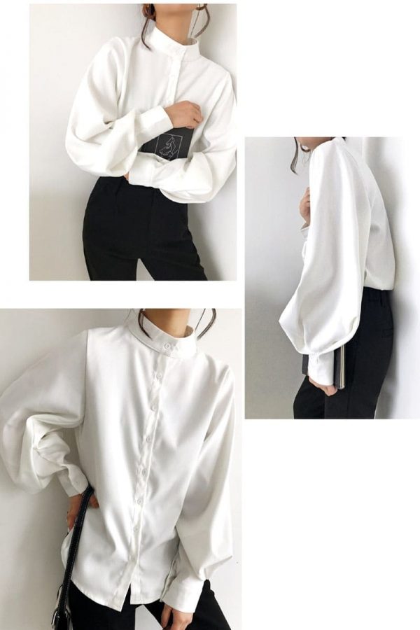 The Best Vintage Lantern Sleeve Autumn Winter Thicken Women Blouses Online - Takalr