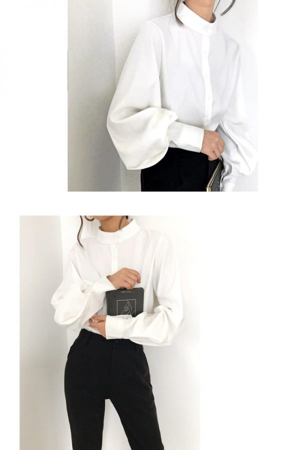 The Best Vintage Lantern Sleeve Autumn Winter Thicken Women Blouses Online - Takalr