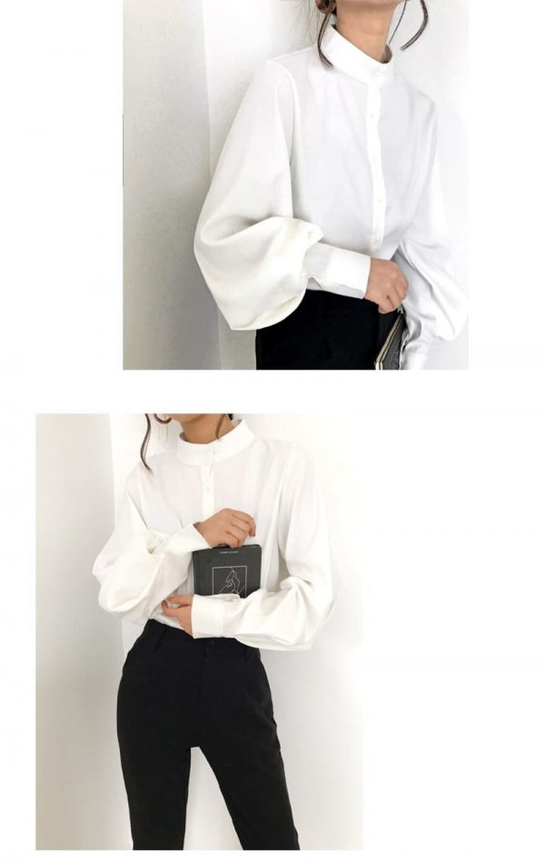 The Best Vintage Lantern Sleeve Autumn Winter Thicken Women Blouses Online - Takalr