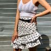 The Best Vintage Polka Dot White Mini Skirts Women high waist skirt streetwear korean style chic Ruffle skirt Casual Summer skirts Online - Takalr