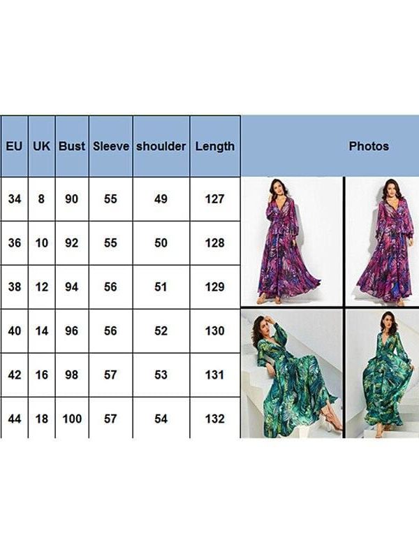 The Best Vintage Women Boho Floral V-Neck Long Maxi Dress Summer Beach Elegant Ladies Casual Long Sleeve Holiday Party Sundress Online - Takalr