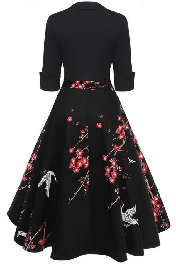 The Best Vrouwen Vierkante Kraag Dress Retro Jurk Lente Rockabilly 1960's Party Online - Source Silk