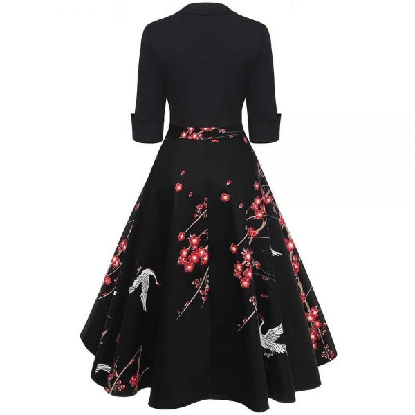 The Best Vrouwen Vierkante Kraag Dress Retro Jurk Lente Rockabilly 1960's Party Online - Source Silk