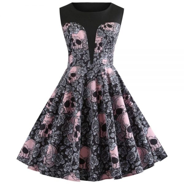 The Best Vrouwen Vintage Jurk Halloween Jurk Mouwloze Rockabilly Party Jurken Online - Source Silk